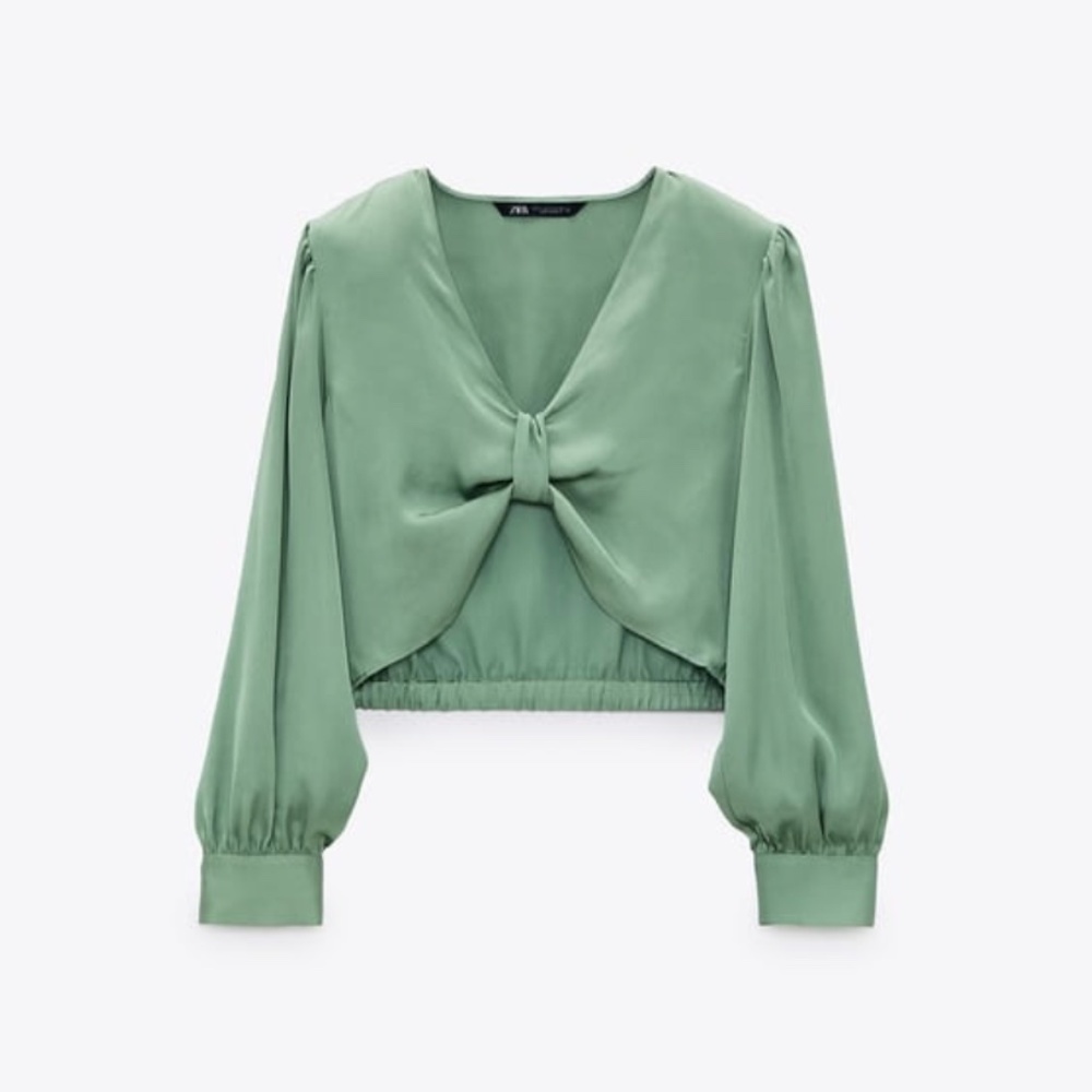 Zara Knotted Satin Effect Top